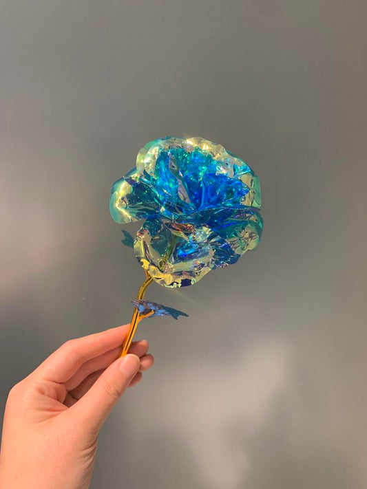 Blue Gold Foil Rose