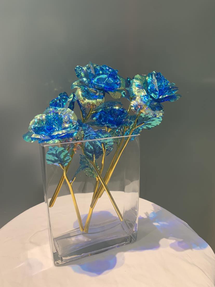 Blue Gold Foil Rose