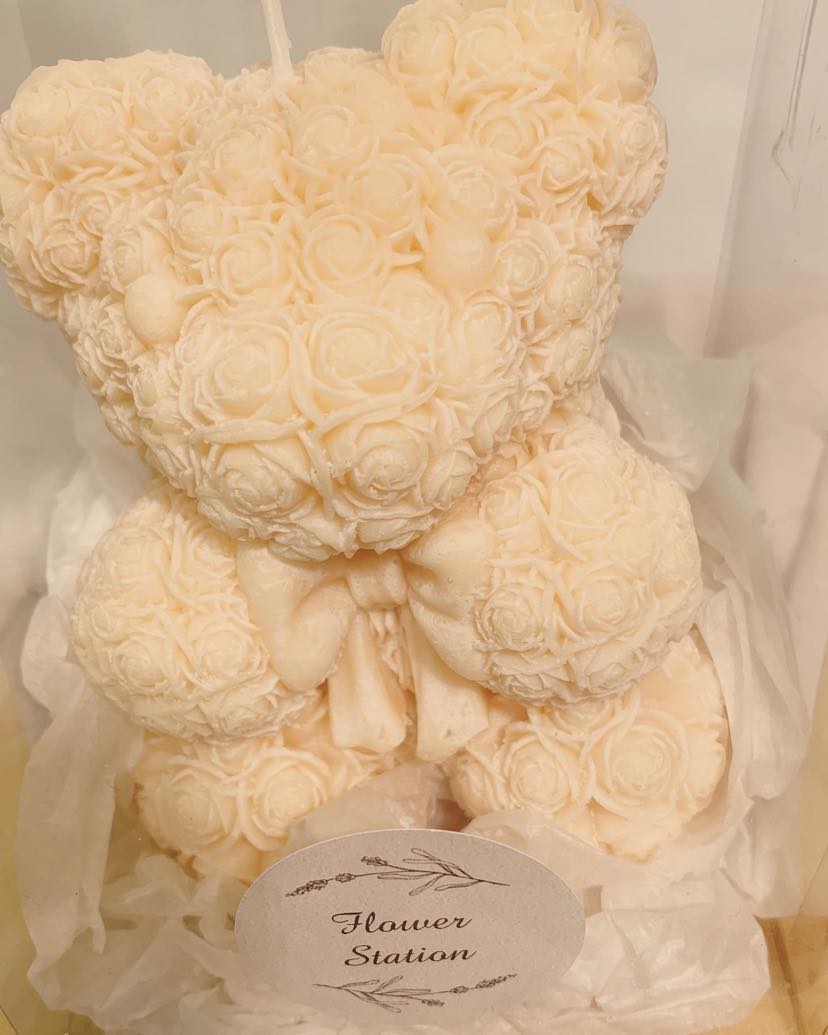 Rose Bear Candle