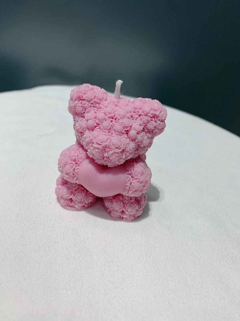 Mini Rose Bear Candle