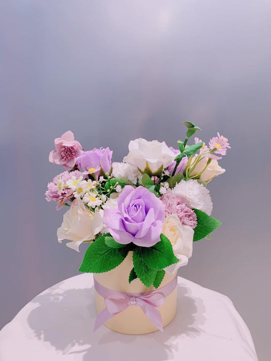 Yellow Purple Artificial Flower Arrangement