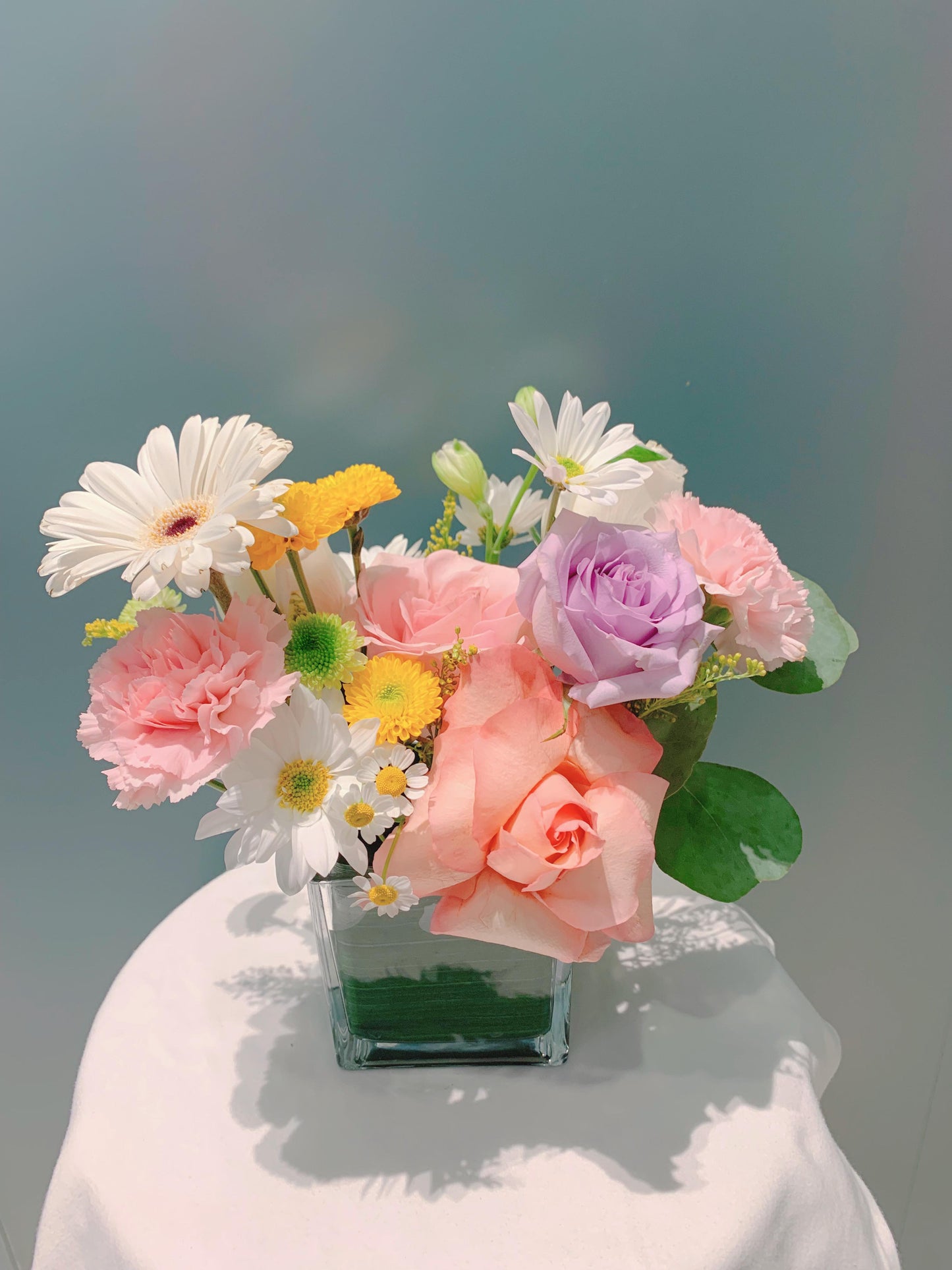 Pastel Flower Arrangement in a Vase