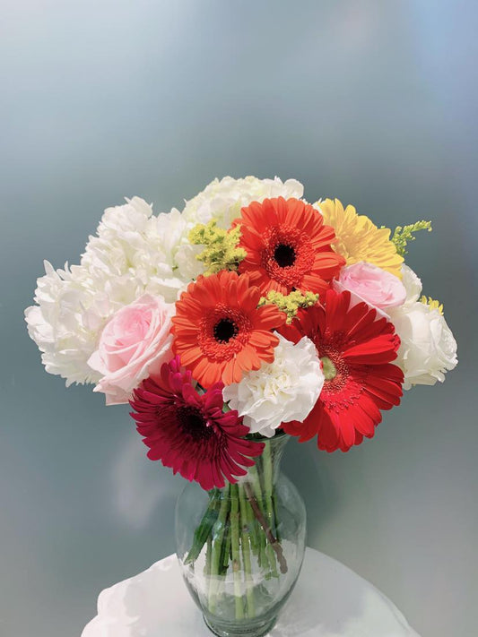 Bright Flower Arrangement in a Vase