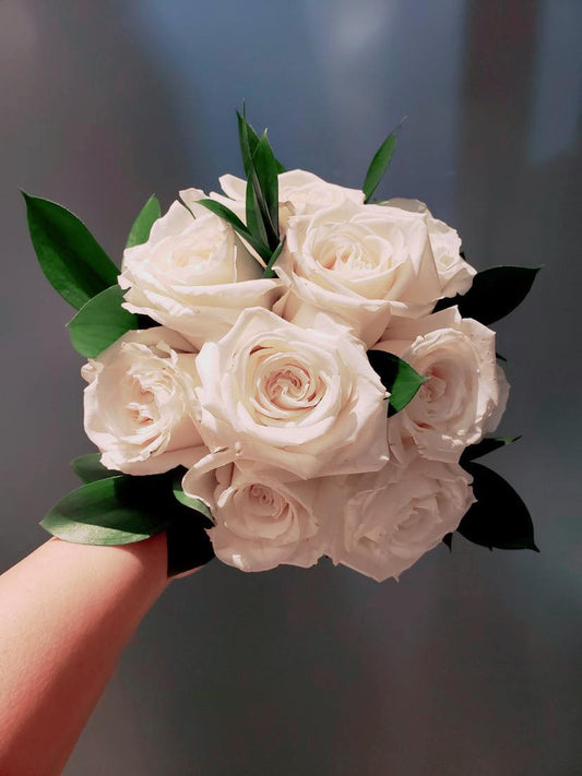 Classic White Roses Wedding Bouquet