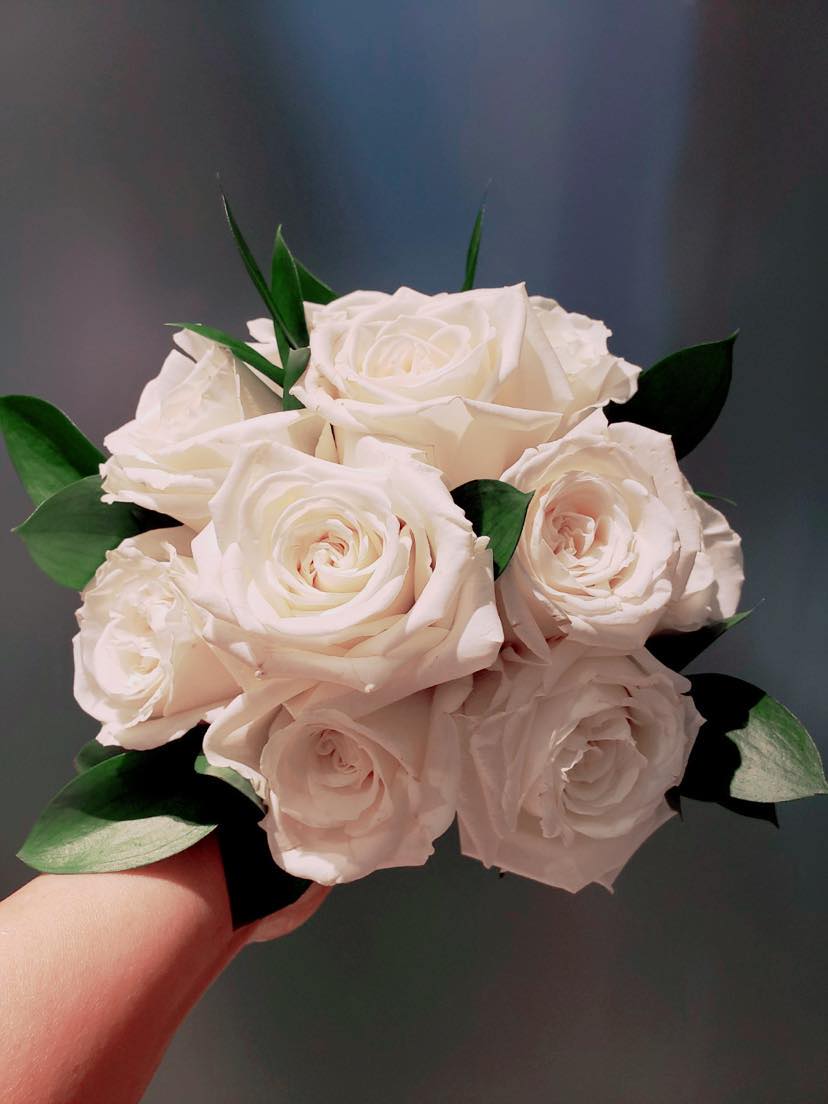 Classic White Roses Wedding Bouquet
