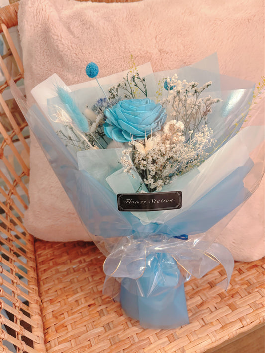 Blue wooden rose